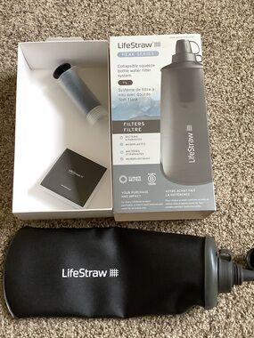 Peak Series Collapsible Water Filter Bottle - Black